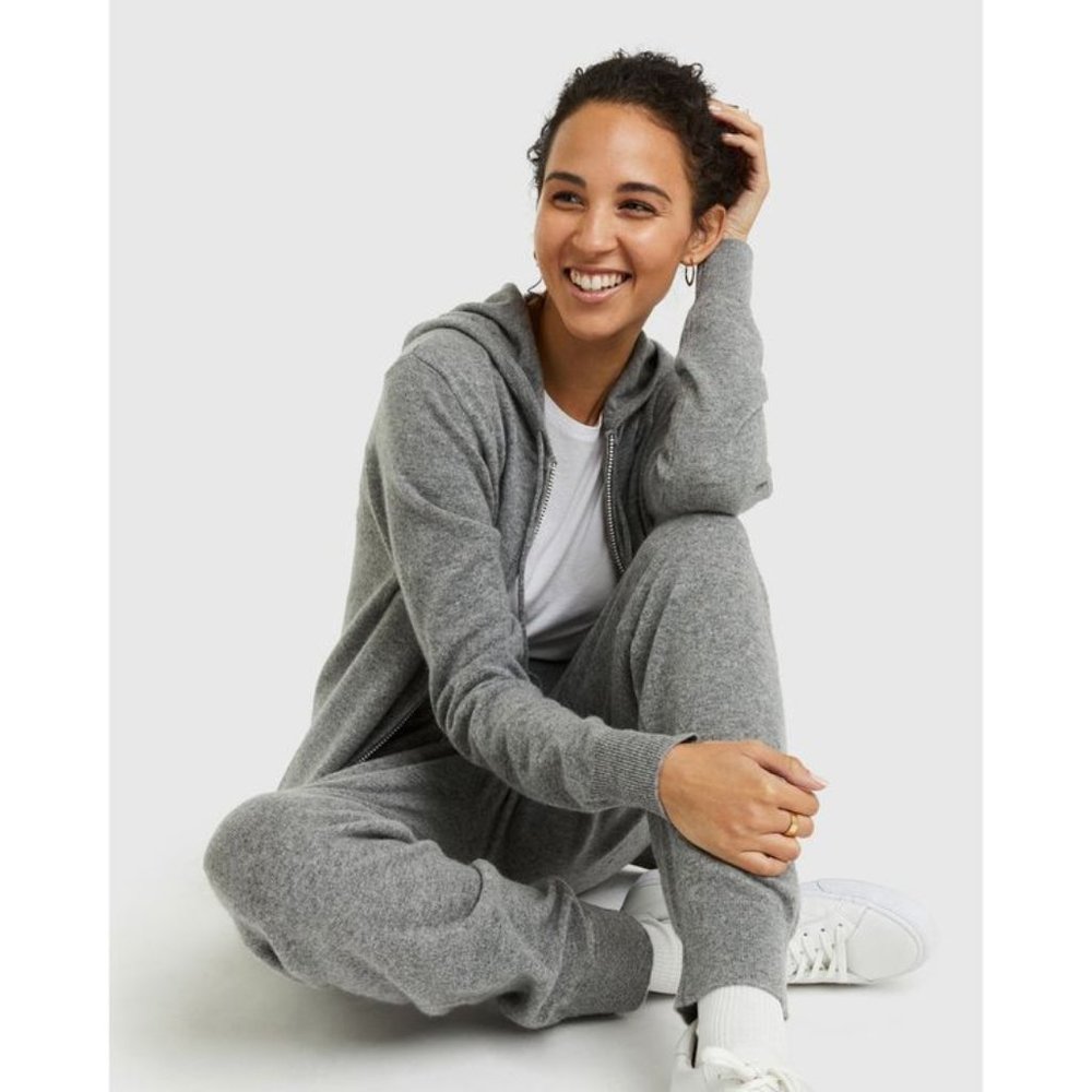 Quince | Mongolian Cashmere Full-Zip Hoodie Heather Gray Size M